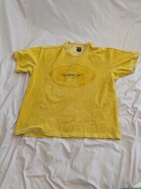 Replay Blue Jeans Terrycloth Yellow T-Shirt Size Medium